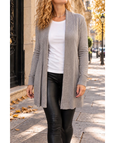 Gilet doux gris taupe