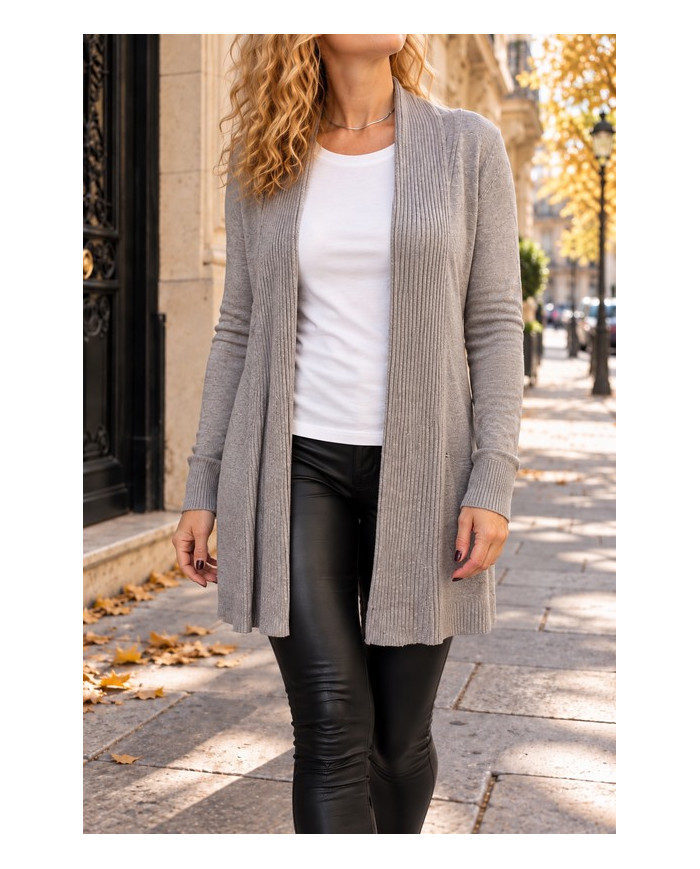 Gilet doux gris taupe