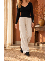 Top en maille noir & boutons dorés Eléa