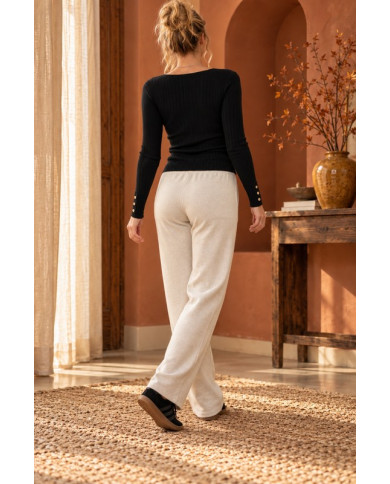 Top en maille noir & boutons dorés Eléa