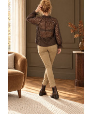 Top en maille noir & boutons dorés Eléa
