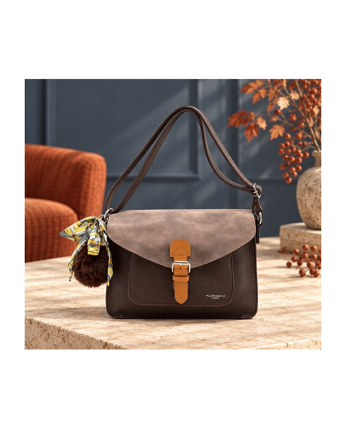 Sac bandoulière cartable chocolat Polka