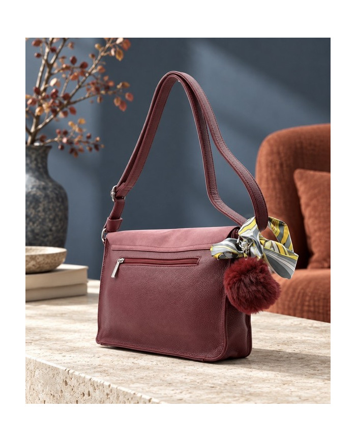 Sac bandoulière cartable bordeaux Fanfan