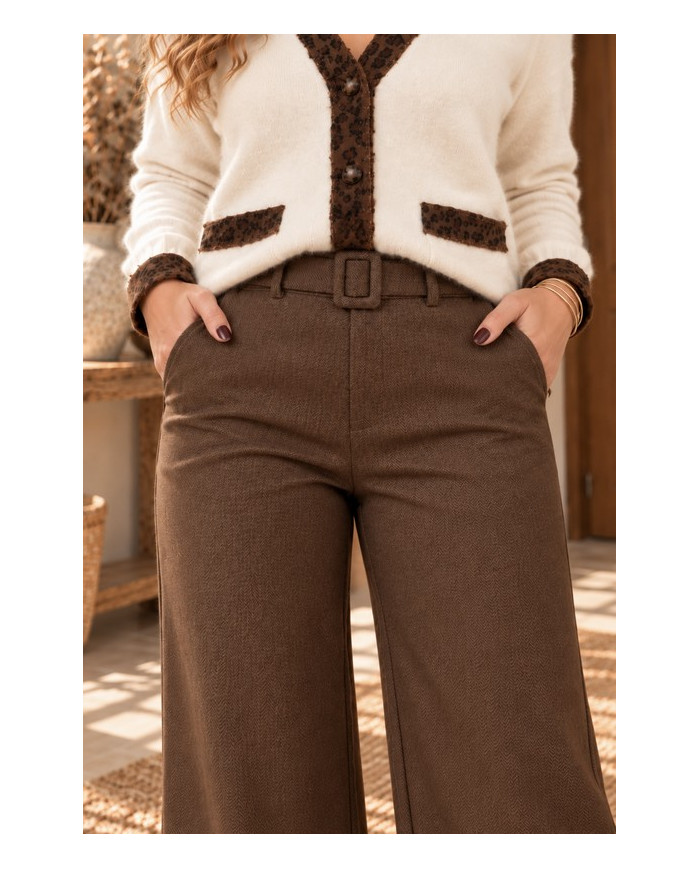 Pantalon marron en flanelle Malo