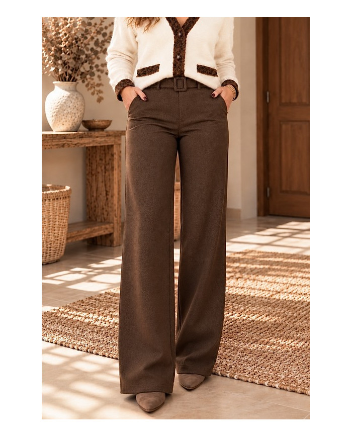 Pantalon marron en flanelle Malo