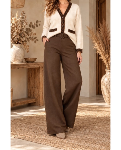 Pantalon marron en flanelle Malo