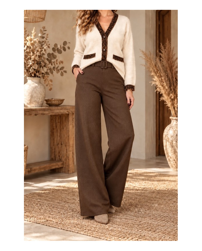 Pantalon marron en flanelle Malo