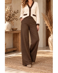Pantalon marron en flanelle Malo