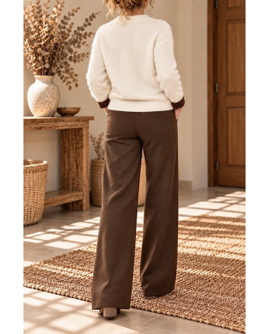 Pantalon marron en flanelle Malo