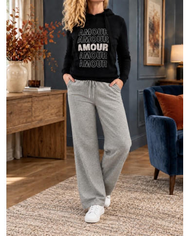 Sweat à capuche noir "Amour"