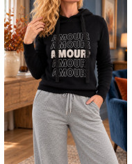 Sweat à capuche noir "Amour"