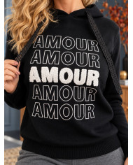 Sweat à capuche noir "Amour"