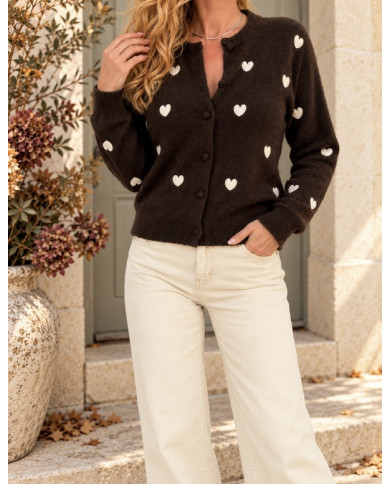 Gilet choco avec petits cœurs