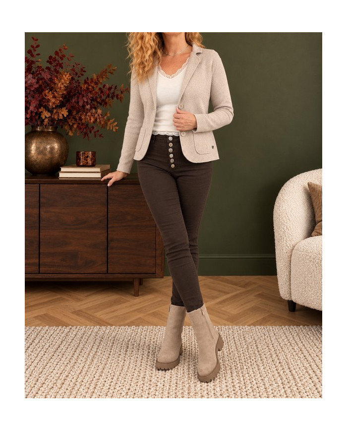 Pantalon chocolat boutons bijoux Julio