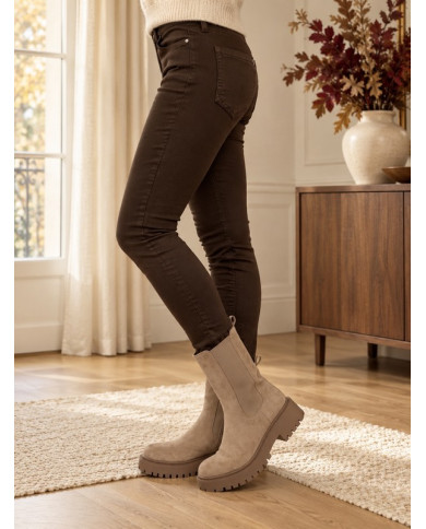 Pantalon chocolat boutons bijoux Julio