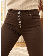 Pantalon chocolat boutons bijoux Julio