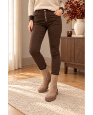 Pantalon chocolat boutons bijoux Julio