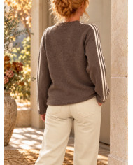 Pull chaud taupe avec étoile écru