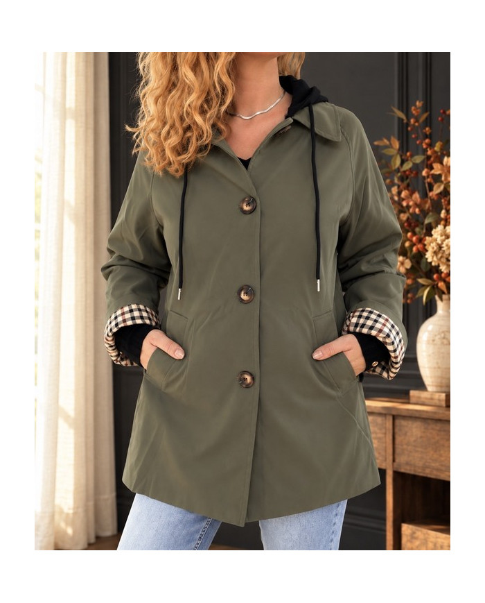 Trench kaki avec capuche Manoah