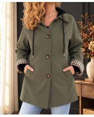 Trench kaki avec capuche Manoah