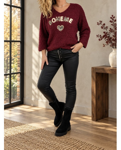 Pull doudou bordeaux "Bohème"