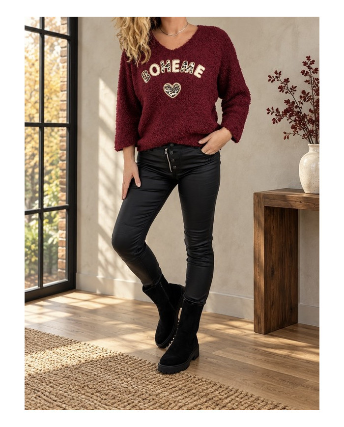 Pull doudou bordeaux "Bohème"