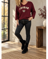 Pull doudou bordeaux "Bohème"