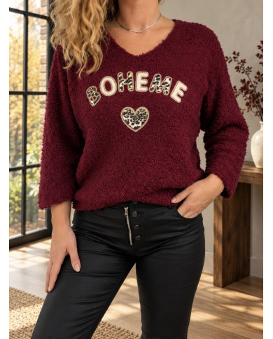 Pull doudou bordeaux "Bohème"