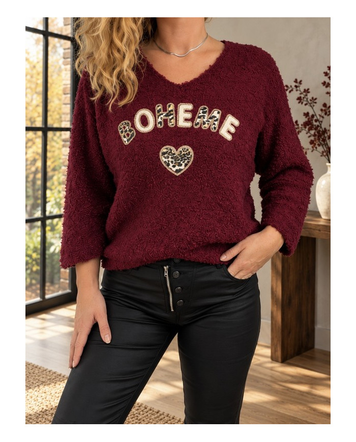 Pull doudou bordeaux "Bohème"