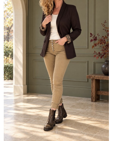 Blazer chocolat & doublure léopard