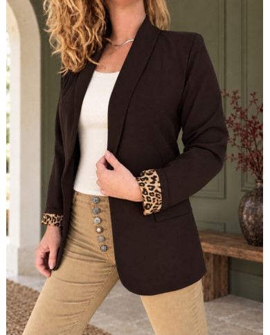 Blazer chocolat & doublure léopard