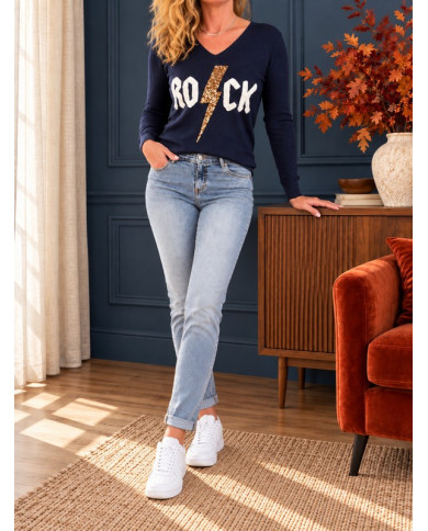 Pull bleu marine "Rock"