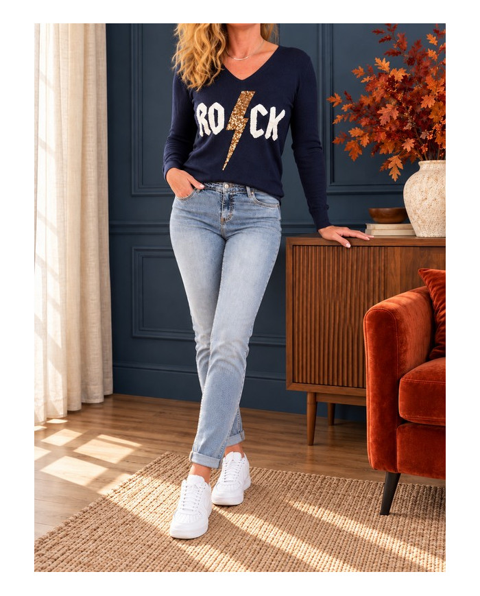 Pull bleu marine "Rock"