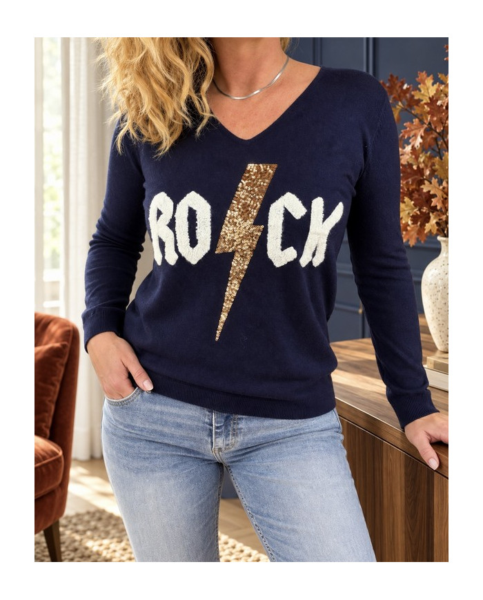 Pull bleu marine "Rock"