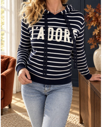 Sweat marinière marine "J'adore"