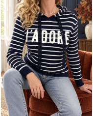 Pull à capuche marine cœur doré