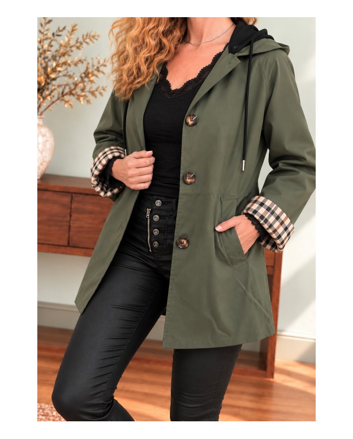Trench kaki avec capuche Manoah