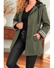 Trench kaki avec capuche Manoah