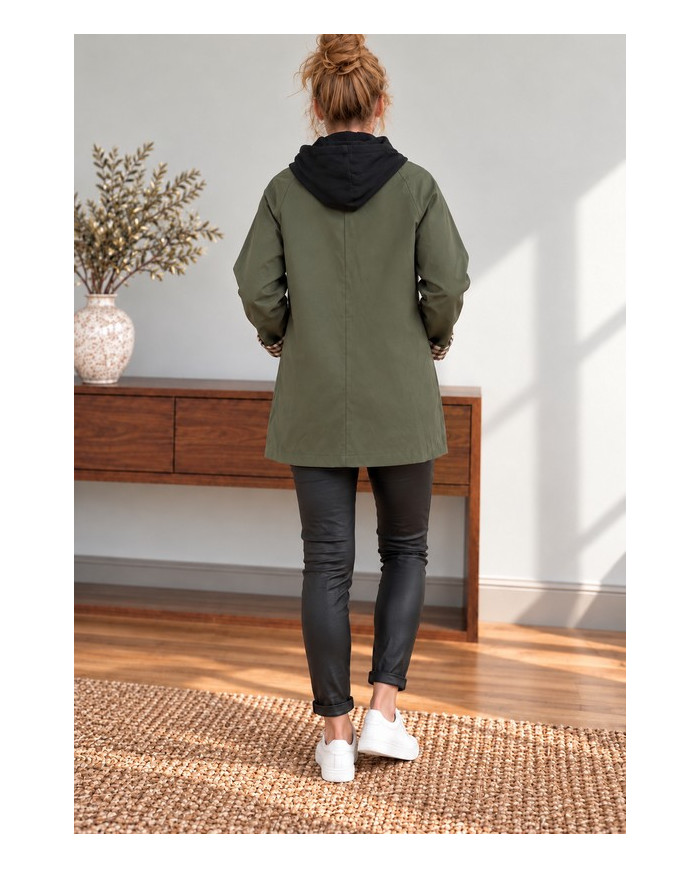 Trench kaki avec capuche Manoah