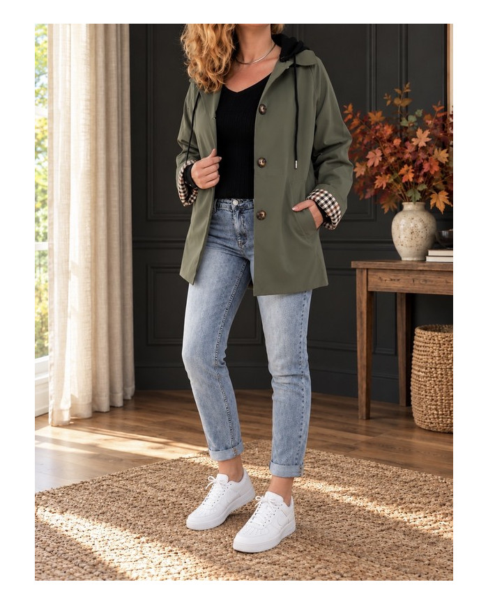 Trench kaki avec capuche Manoah
