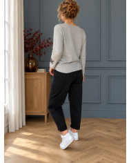 Pull gris clair étoile aux manches