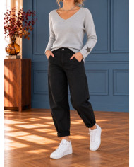 Pull gris clair étoile aux manches