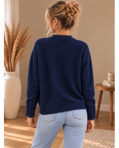 Pull bleu marine & dentelle