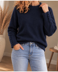 Sweat marinière marine "J'adore"