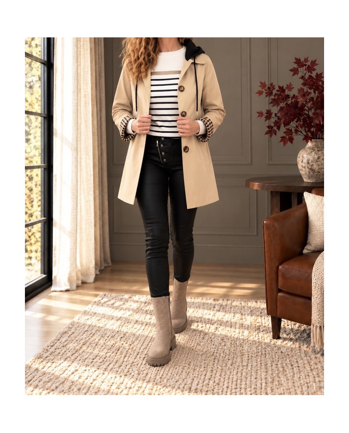 Trench beige avec capuche Willie