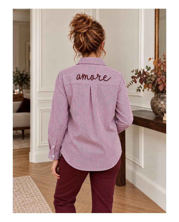 Chemise rayée bordeaux "Amore" Alice
