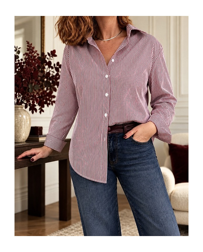Chemise rayée bordeaux "Amore" Alice