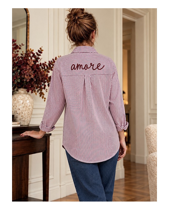 Chemise rayée bordeaux "Amore" Alice