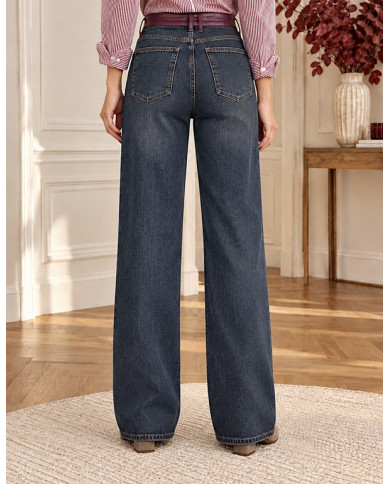 Jean ceinture bordeaux Corentin (coupe longue)