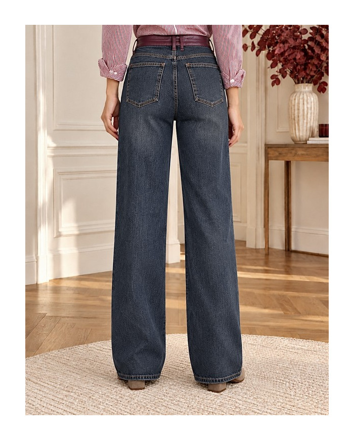 Jean ceinture bordeaux Corentin (coupe longue)
